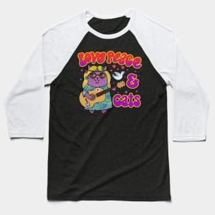 Love Peace And Cats Baseball T-Shirt
